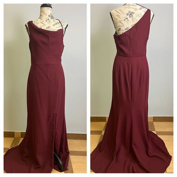 After Six Asymmetrical one shoulder draped cowl maxi dress nwt size 6R
